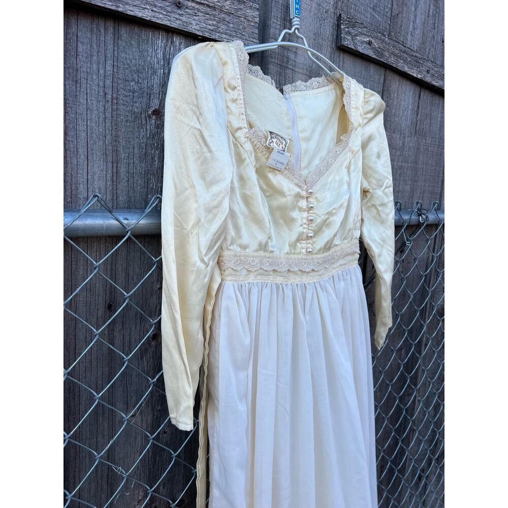 70s Gunne Sax Off White Romantic Victorian Prairie Wedding Dress Sleeves Size 5 - Picture 9 of 16